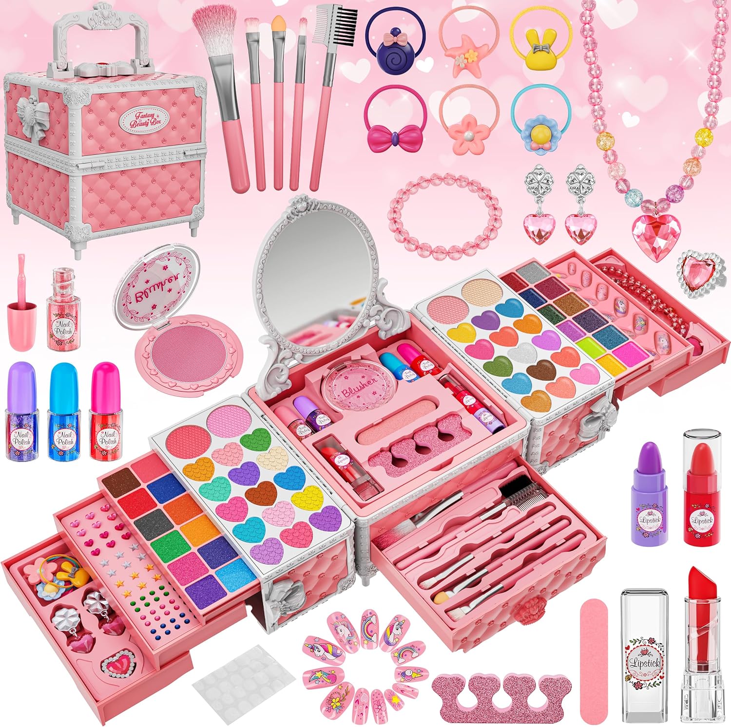 99 Pcs Kids Makeup Kit for Girls - Perfect for Imaginative Play