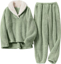 Fluffy Pajamas for Women Set Plush Fleece 2-Piece Winter Lounge