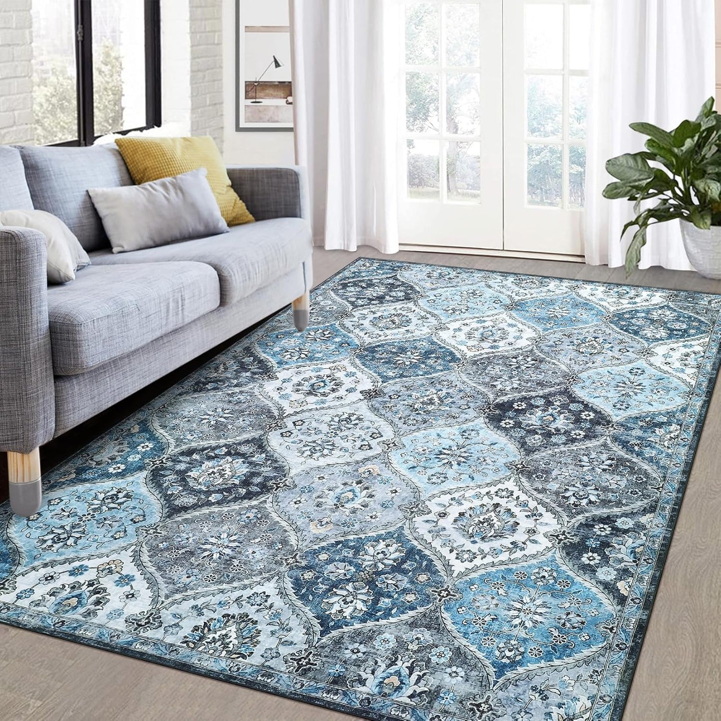 5x7 Moroccan Trellis Area Rug - Vintage Medallion Design