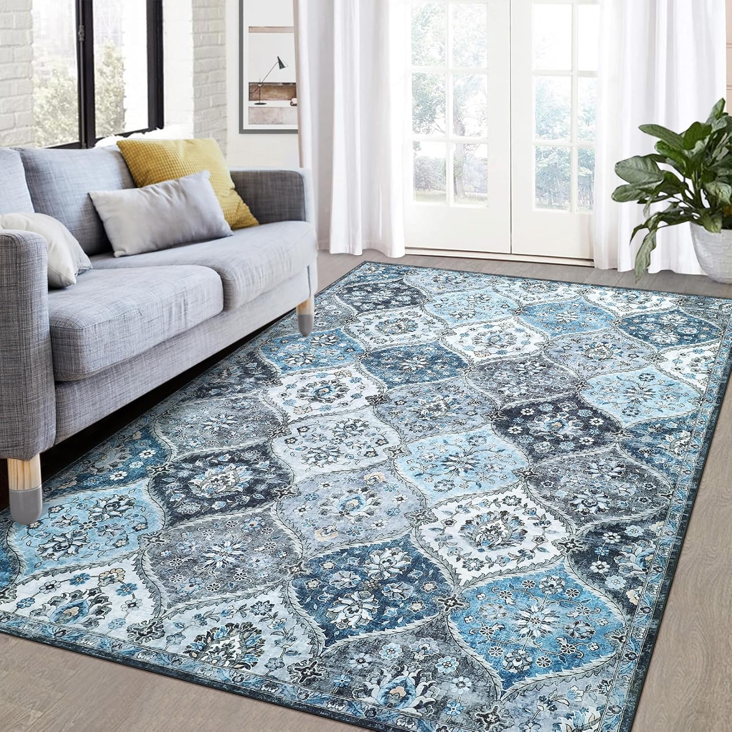 5x7 Moroccan Trellis Area Rug - Vintage Medallion Design