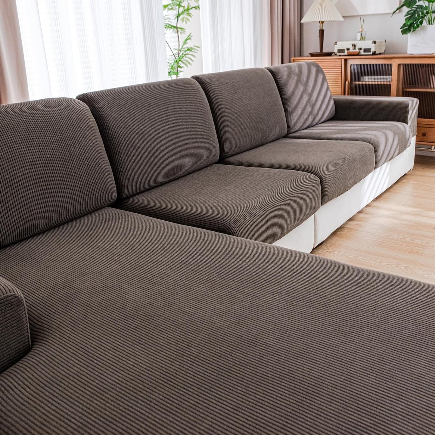 Couch Cushion Covers for Sectional and L Shaped Sofas - Brown