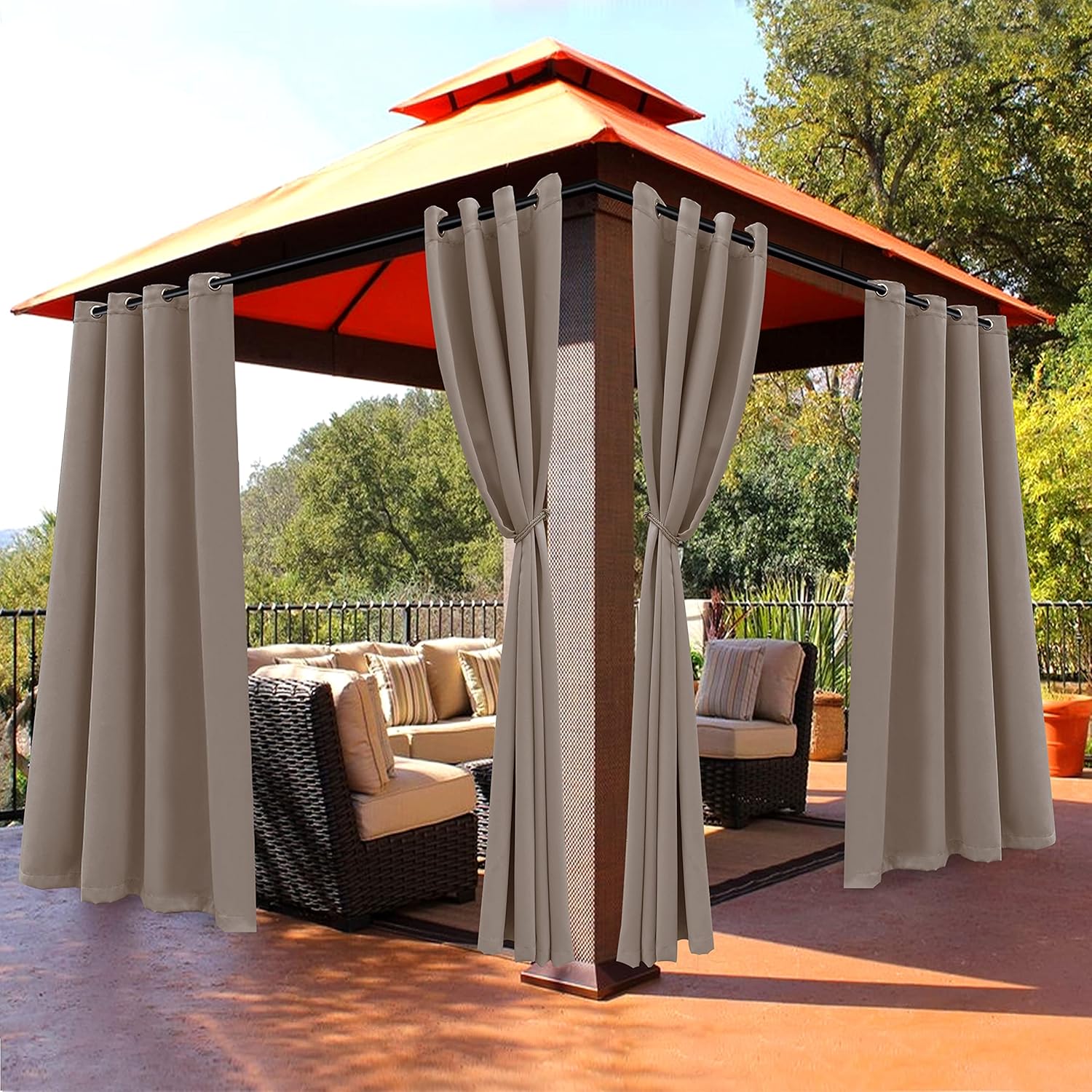 BONZER Waterproof Outdoor Blackout Curtains for Patio Privacy