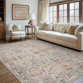 Area Rugs 8x10 Washable Boho Rug - Low Pile Retro Multi