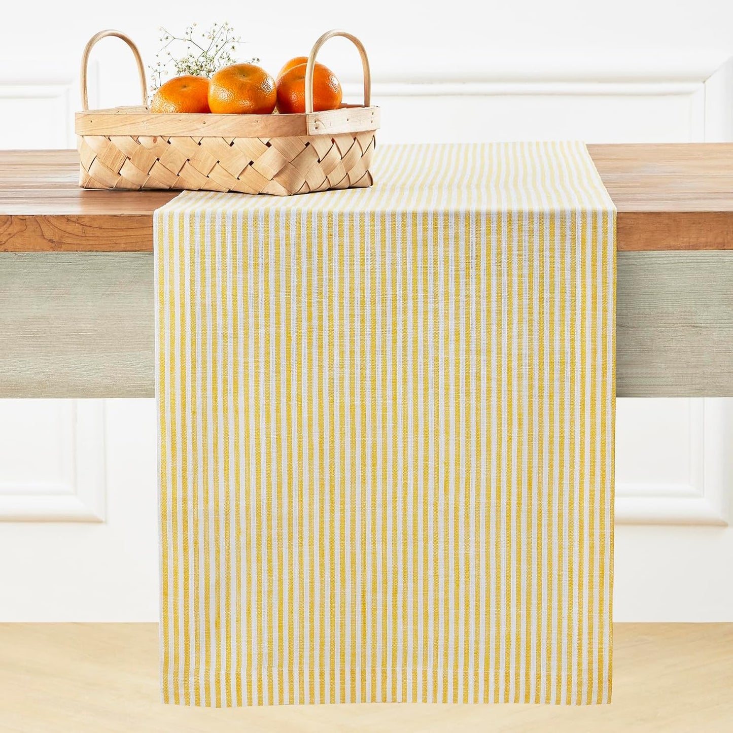 Elegant 100% Pure Linen Striped Table Runner for Stylish Decor