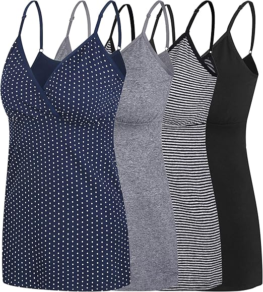 Nursing Tops Tank Shirt Cami Sleep Bra for Maternity Comfort