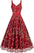 Long Floral Embroidery Dress for Women - Elegant Maxi Gown