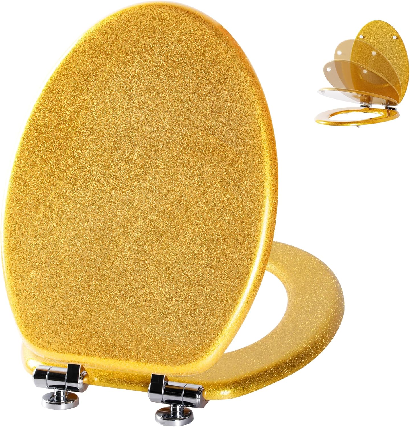 Glitter Toilet Seat Molded Wood Elongated with Quiet Close Feature