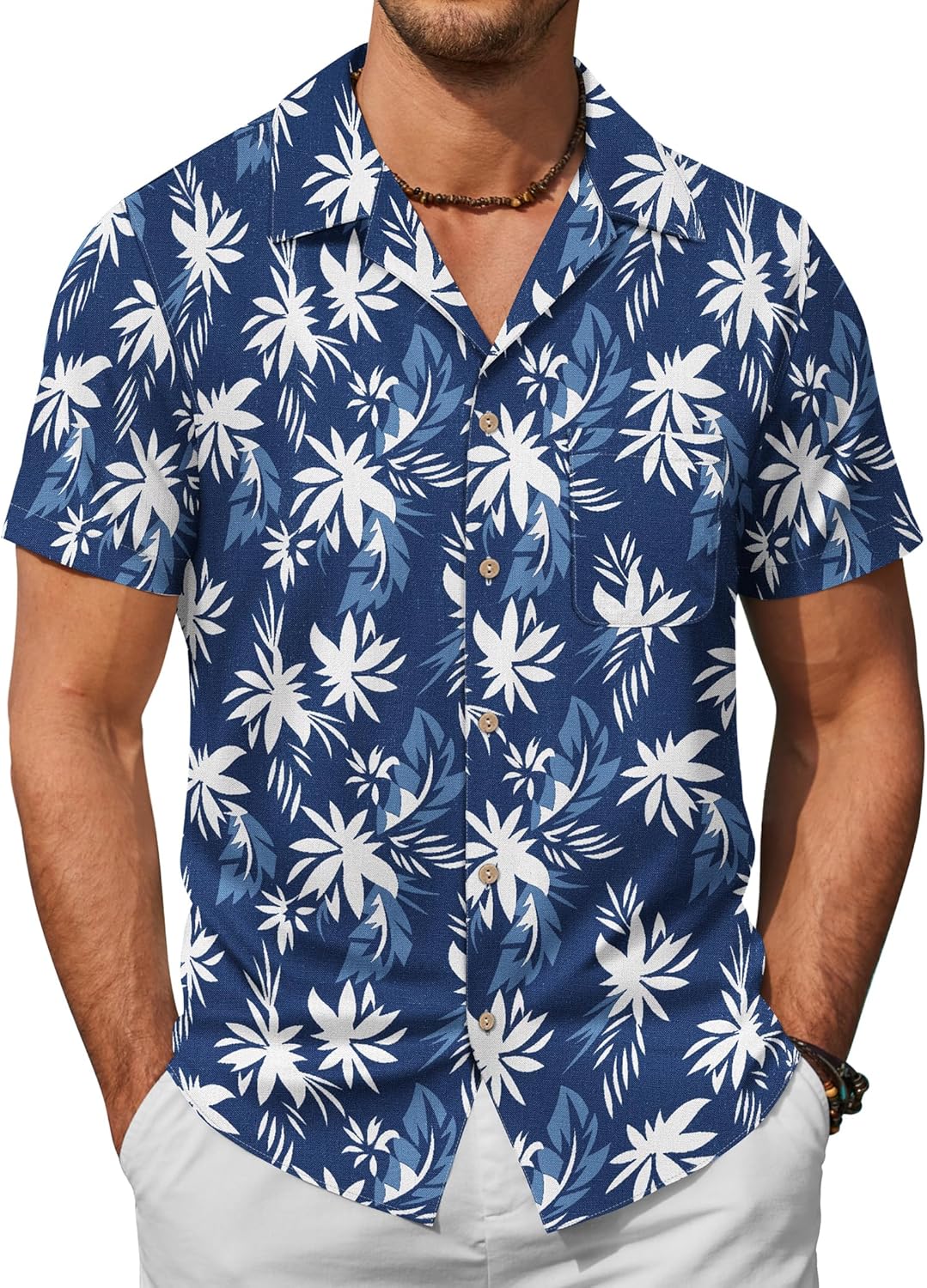COOFANDY Mens Hawaiian Shirt Short Sleeve Casual Floral Style