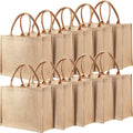 Shappy 10 Pack Burlap Tote Bag Set - Reusable Large Jute Totes