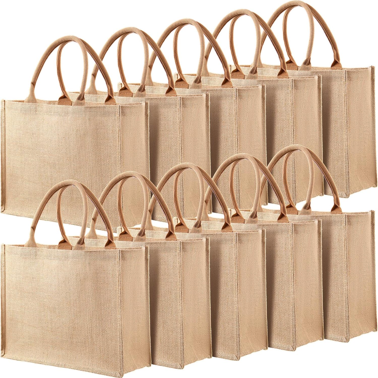 Shappy 10 Pack Burlap Tote Bags for Bridesmaid Gifts and More