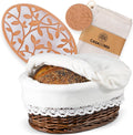 Bread Warmer Basket with Warming Stone (Large Oval 12 x 9) - Table