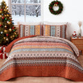 Boho Quilt Set King Size Burnt Orange - Lightweight All Season Quilt