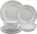 Farmhouse Melamine Dinnerware Set for Casual Dining and Outdoor Use