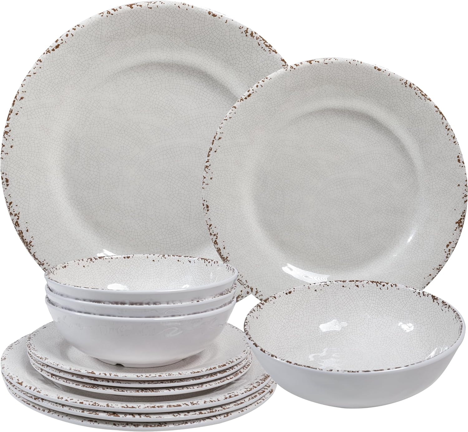Farmhouse Melamine Dinnerware Set for Casual Dining and Outdoor Use
