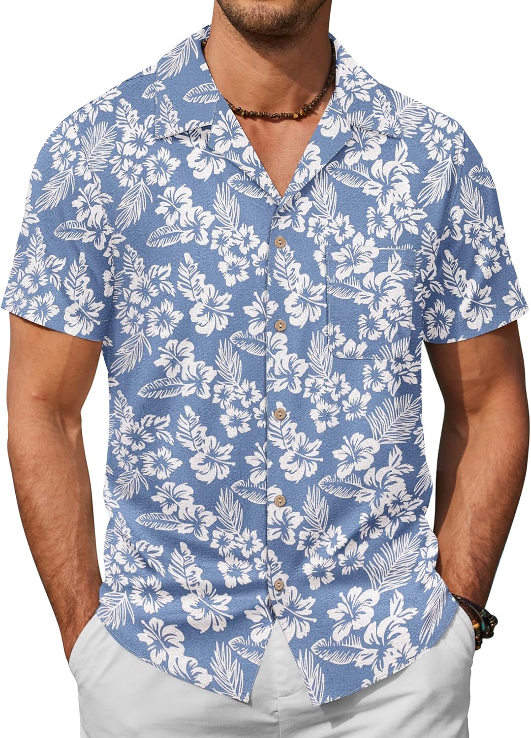 COOFANDY Mens Hawaiian Shirt Short Sleeve Casual Floral Style