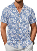Mens Hawaiian Shirt Short Sleeve Button Down Casual Floral Linen Style