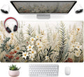 Beige Aesthetic Sage Desk Mat XXL Extended Mouse Pad - Floral Deskpad