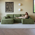 108in Sectional Sofa with Left Chaise in Green - Modular Corduroy