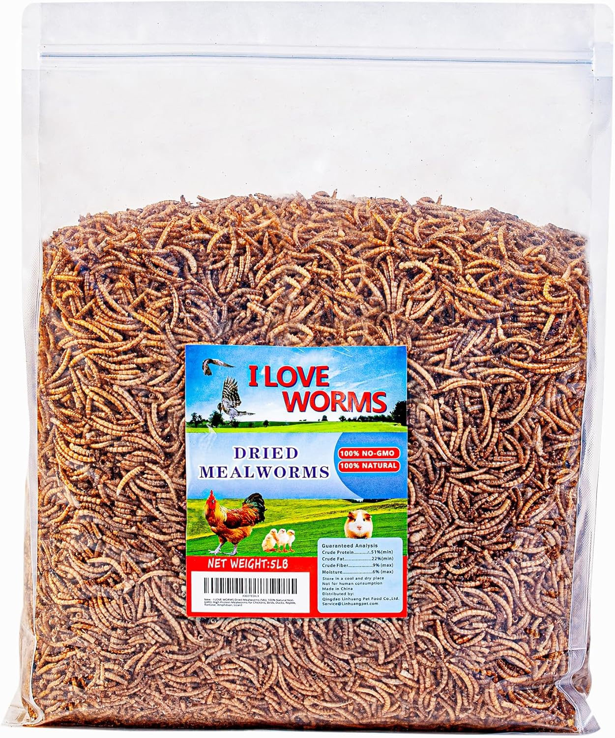 High-Protein Dried Mealworms for Birds and Reptiles - 5lb