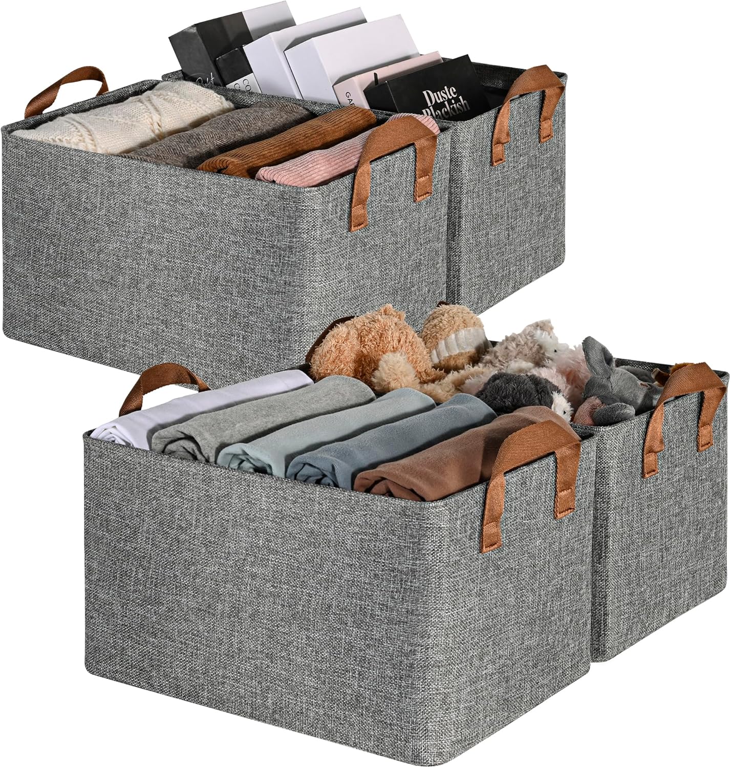Collapsible Fabric Storage Bins with Metal Frame for Organizing