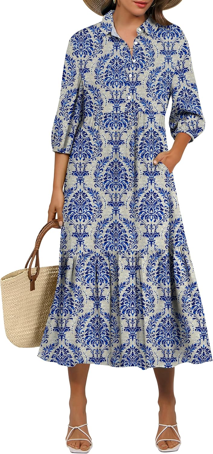 ANRABESS Women Summer Dress 2025 Casual Boho Maxi Dress