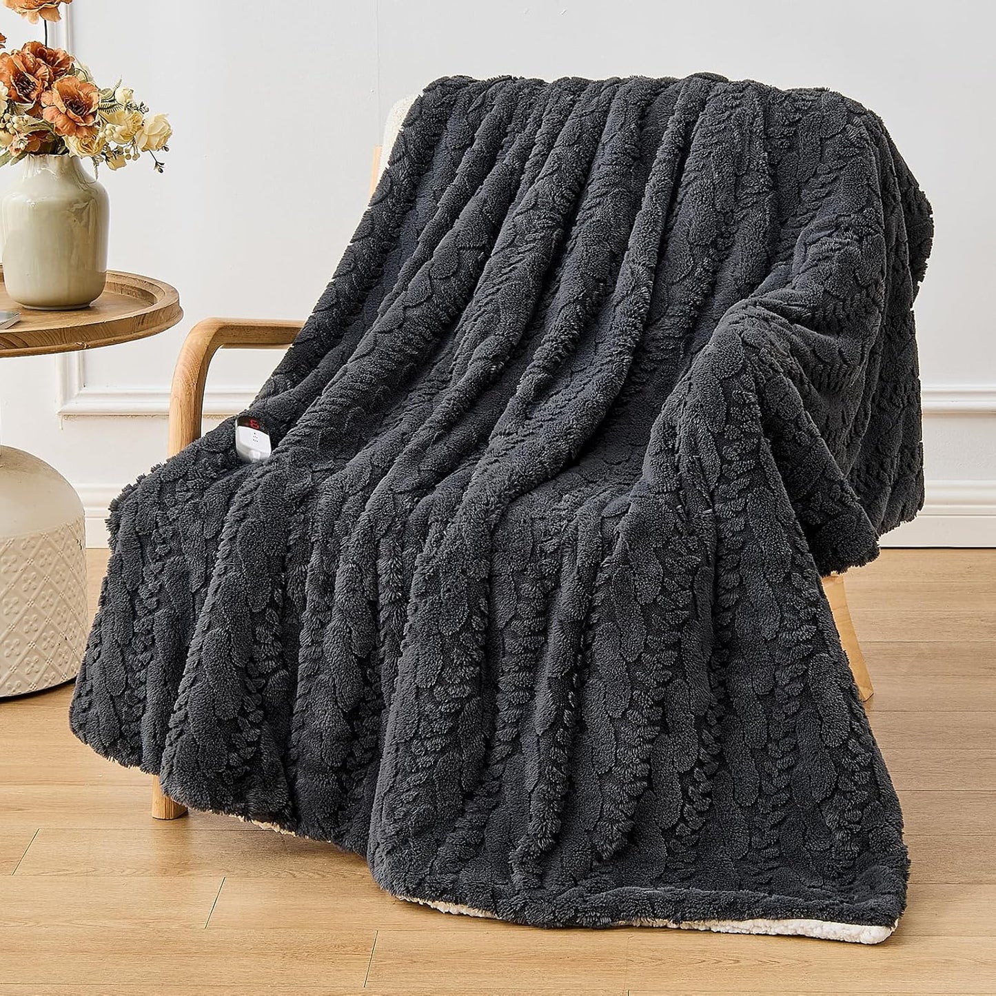 Electric Heated Throw Blanket with 6 Heating Levels for Comfort