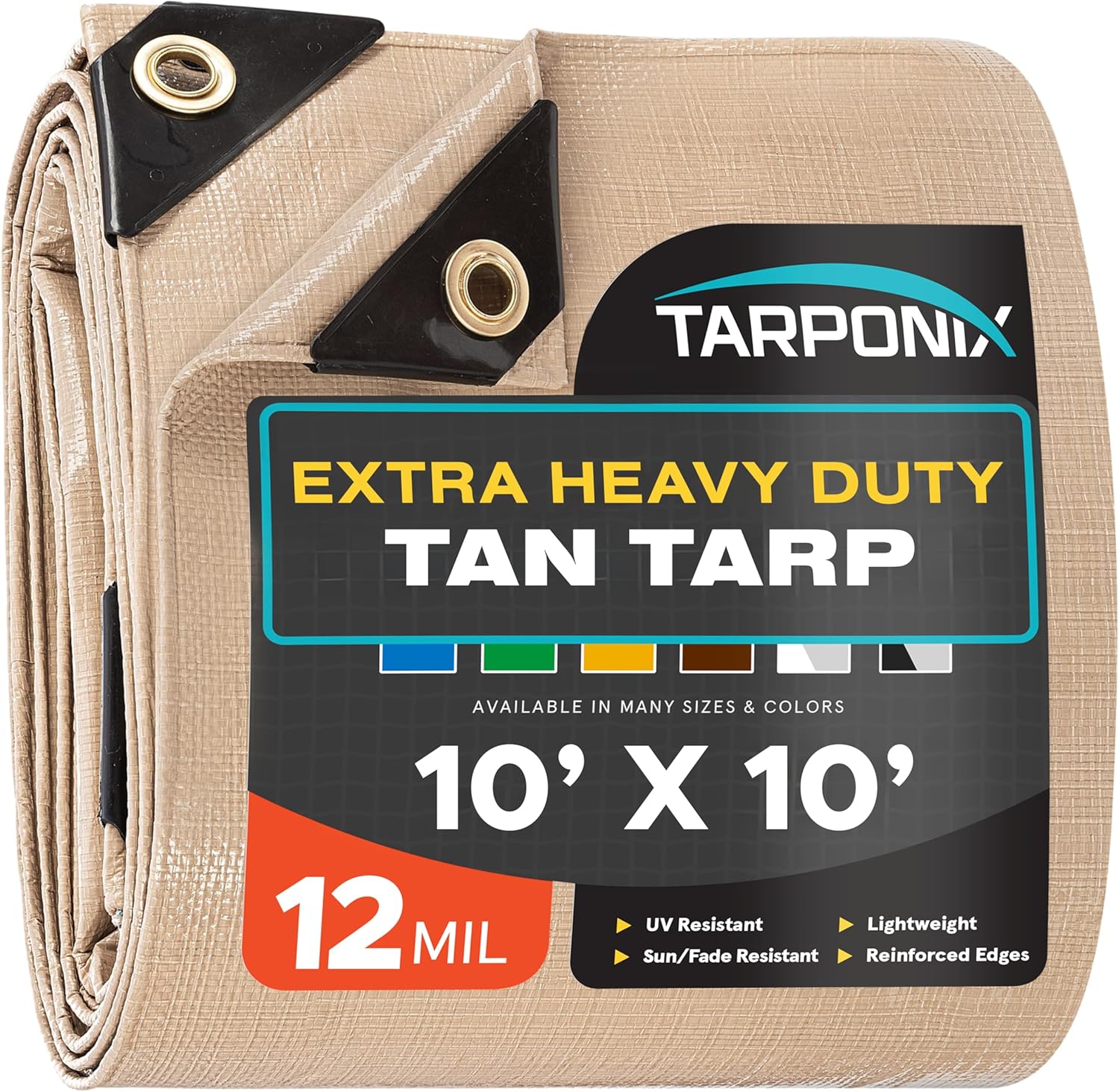 10ft x 10ft Extra Heavy-Duty Tan Poly Tarp for All Your Needs