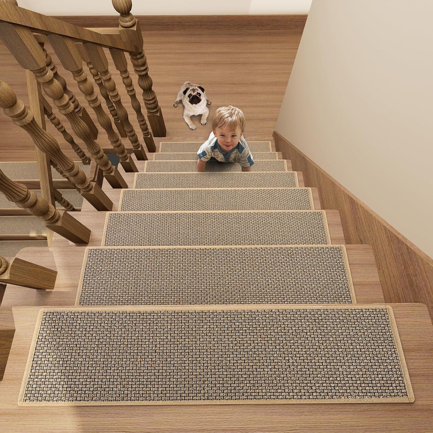 Stair Treads Carpet for Wooden Steps with Non Slip Rubber Backing