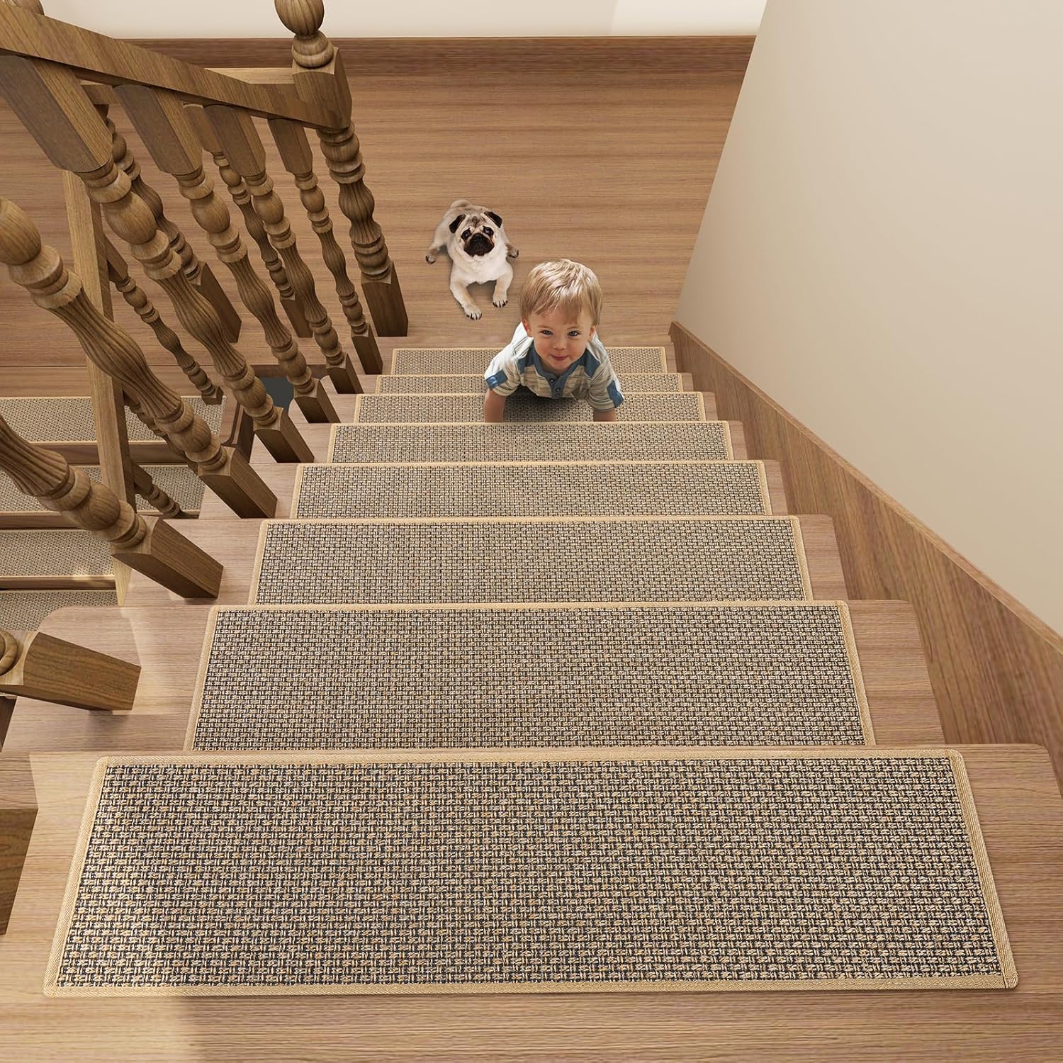Stair Treads Carpet for Wooden Steps with Non Slip Rubber Backing