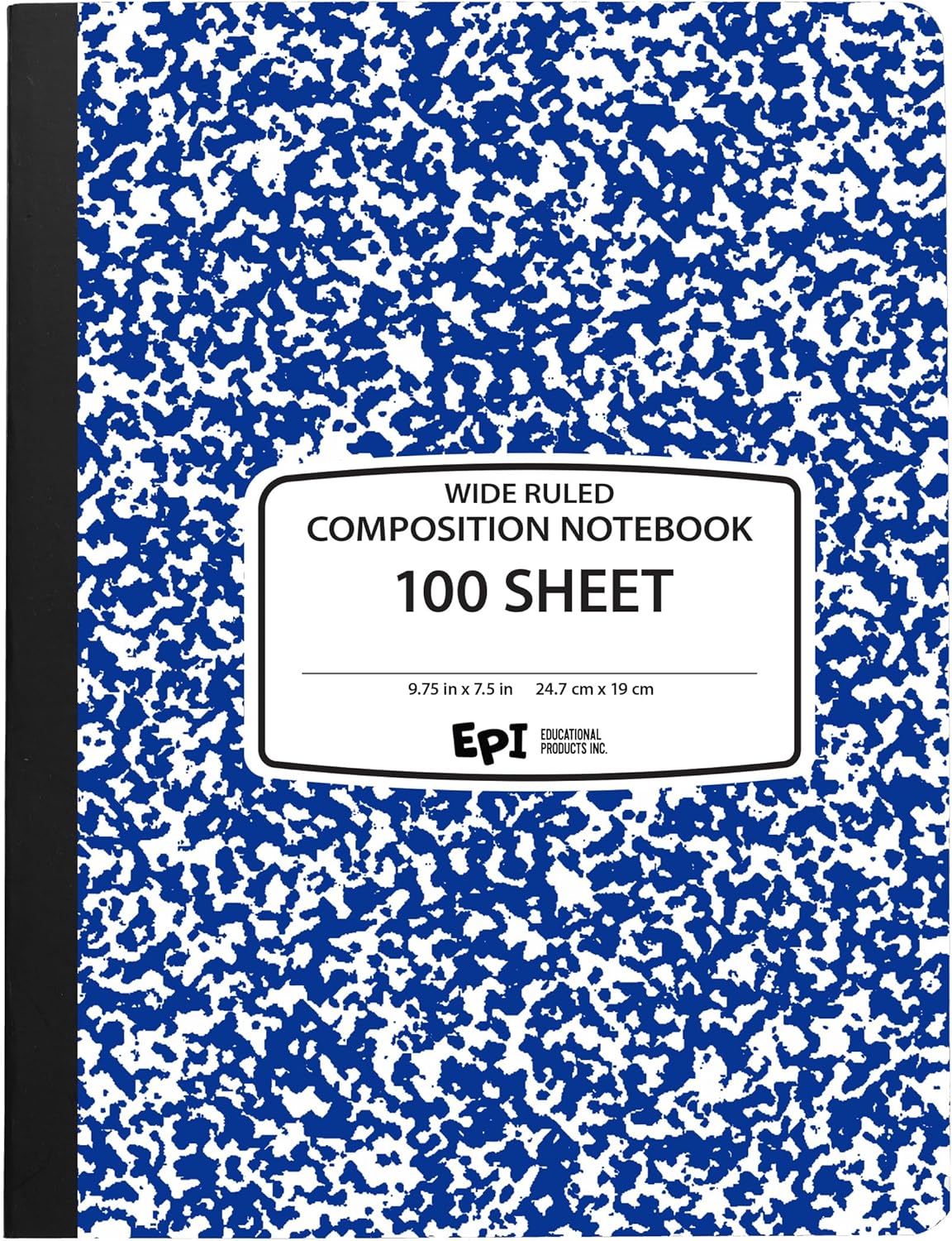 48-Pack EPI Wide Ruled Marble Composition Notebook, Blue