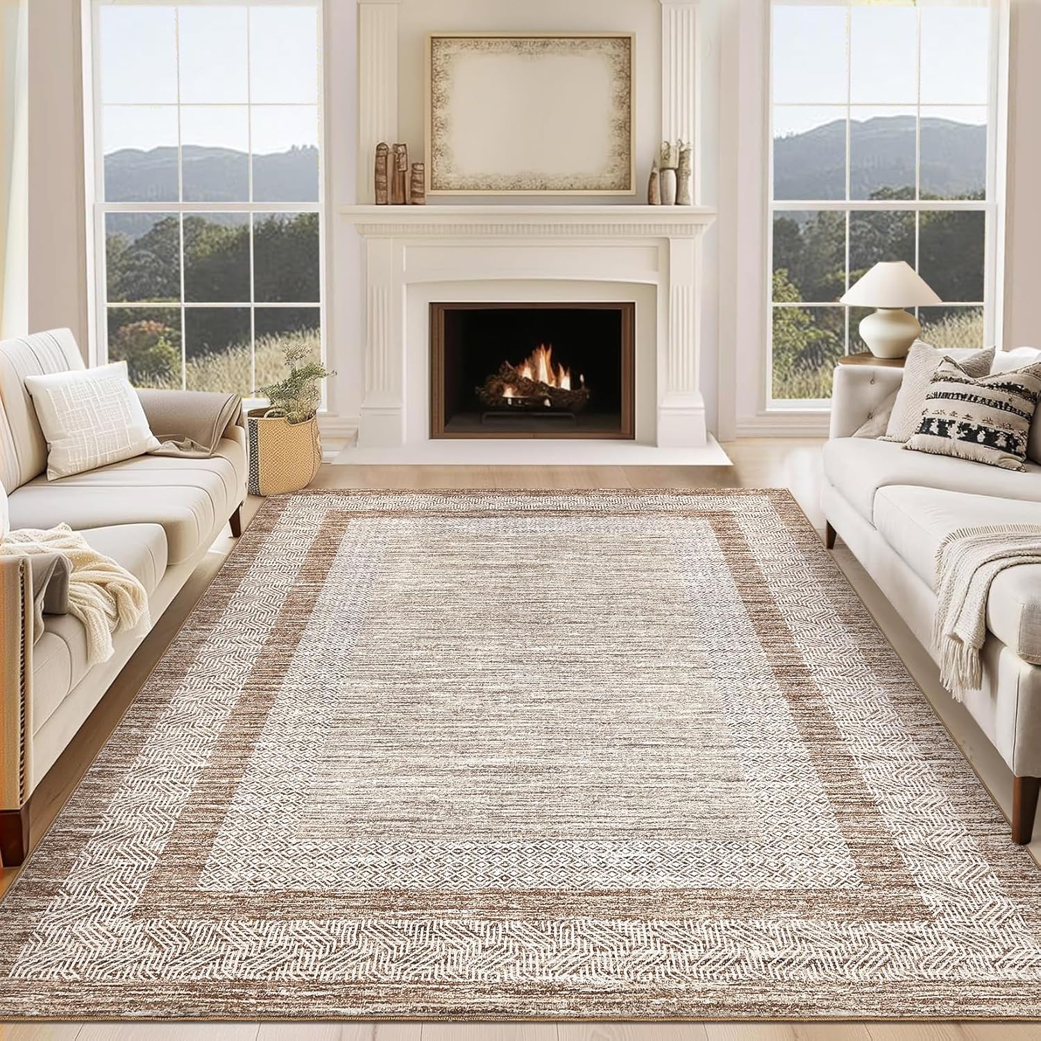 Modern Geometric Area Rug 4x6 for Dining Room and Living Room