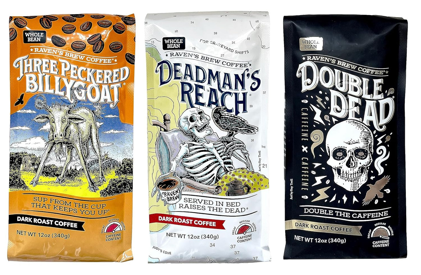 Raven's Brew Whole Bean Variety Pack - 3 Unique Flavors