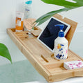 Deep Calm Bathtub Tray Caddy - Foldable Bamboo Bath Table