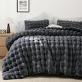 Dark Gray Comforter Set Twin Ultra Soft Faux Fur - Cozy Winter Bed