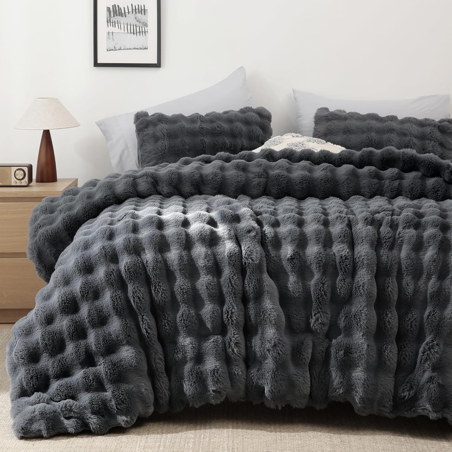 YIKUSH Dark Gray Comforter Set Twin for Cozy Winter Nights