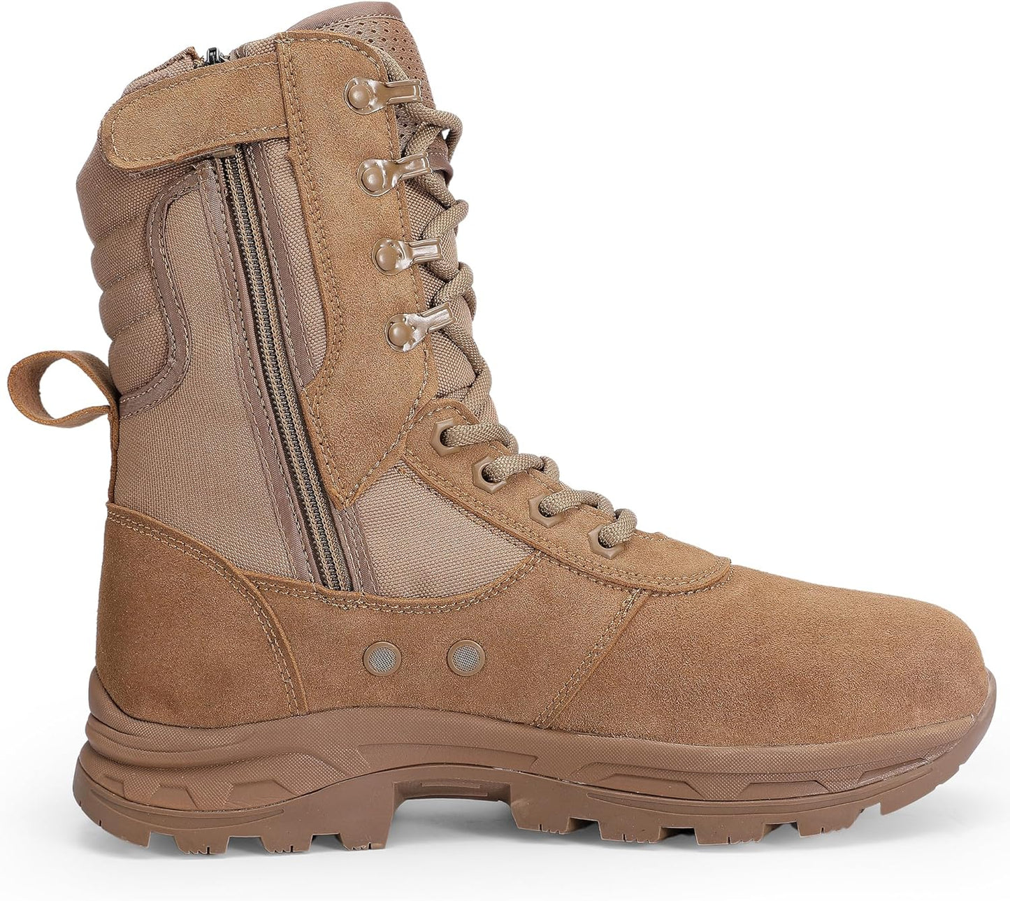 Men's Military Tactical Work Boots with Side Zipper for Comfort