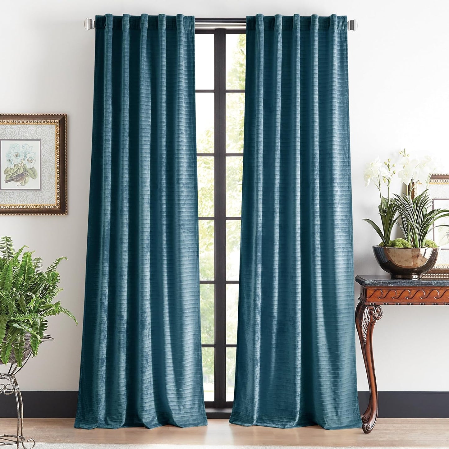 Martha Stewart Blue Velvet Curtains 84 - Light Filtering Luxury