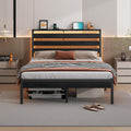 14 Inch Classic Metal Platform Bed Frame Queen - Noise Free LED USB