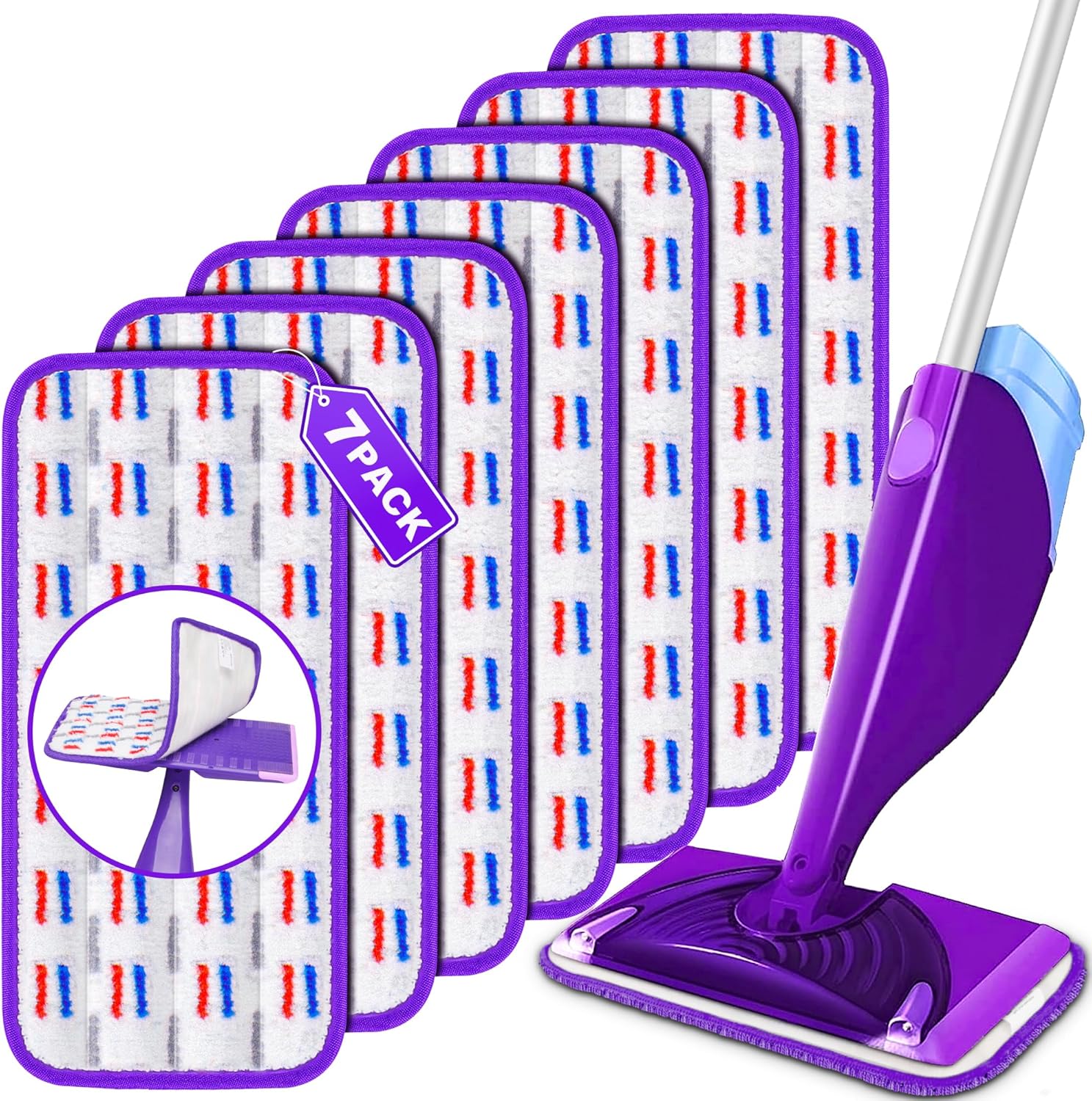 7 Pack Microfiber Wet Pad Refills for Swiffer WetJet