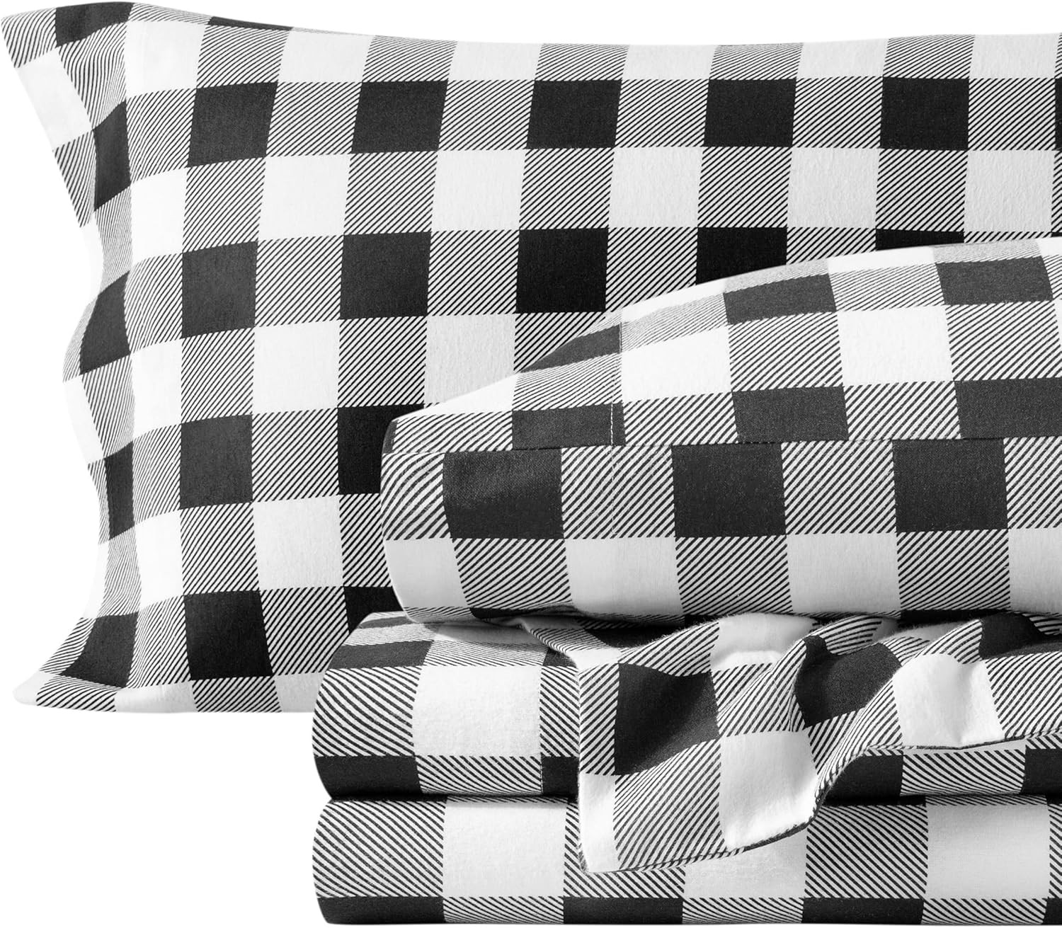 Bare Home Flannel Sheet Set - King Size Buffalo Plaid Comfort