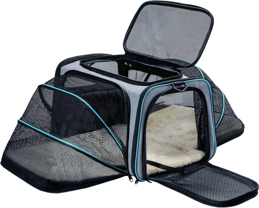 Expandable Soft-Sided Pet Carrier for Cats and Dogs Travel