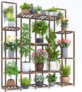 Indoor Tall Plant Stand 4-Tier Wood Shelf for 20 Pots - Large Capacity
