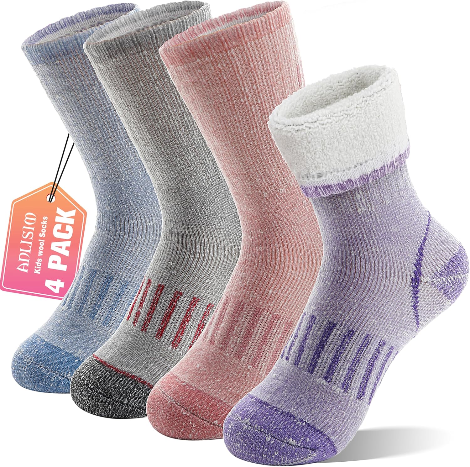 Cozy Merino Wool Kids Hiking Socks by Anlisim