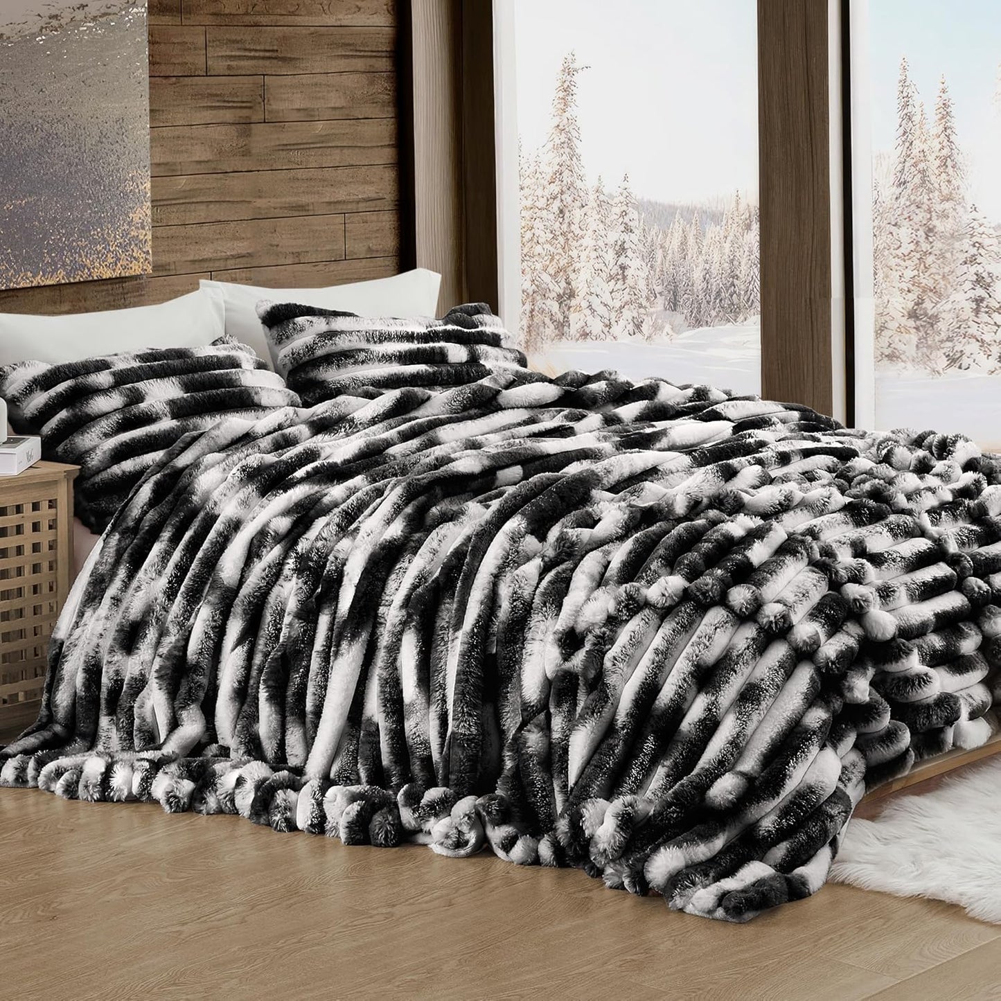 Wonderful Fluffy Faux Rabbit Fur Comforter Set for Cozy Nights