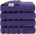 American Soft Linen 4 Piece Luxury 600 GSM Bath Towel Set - Purple