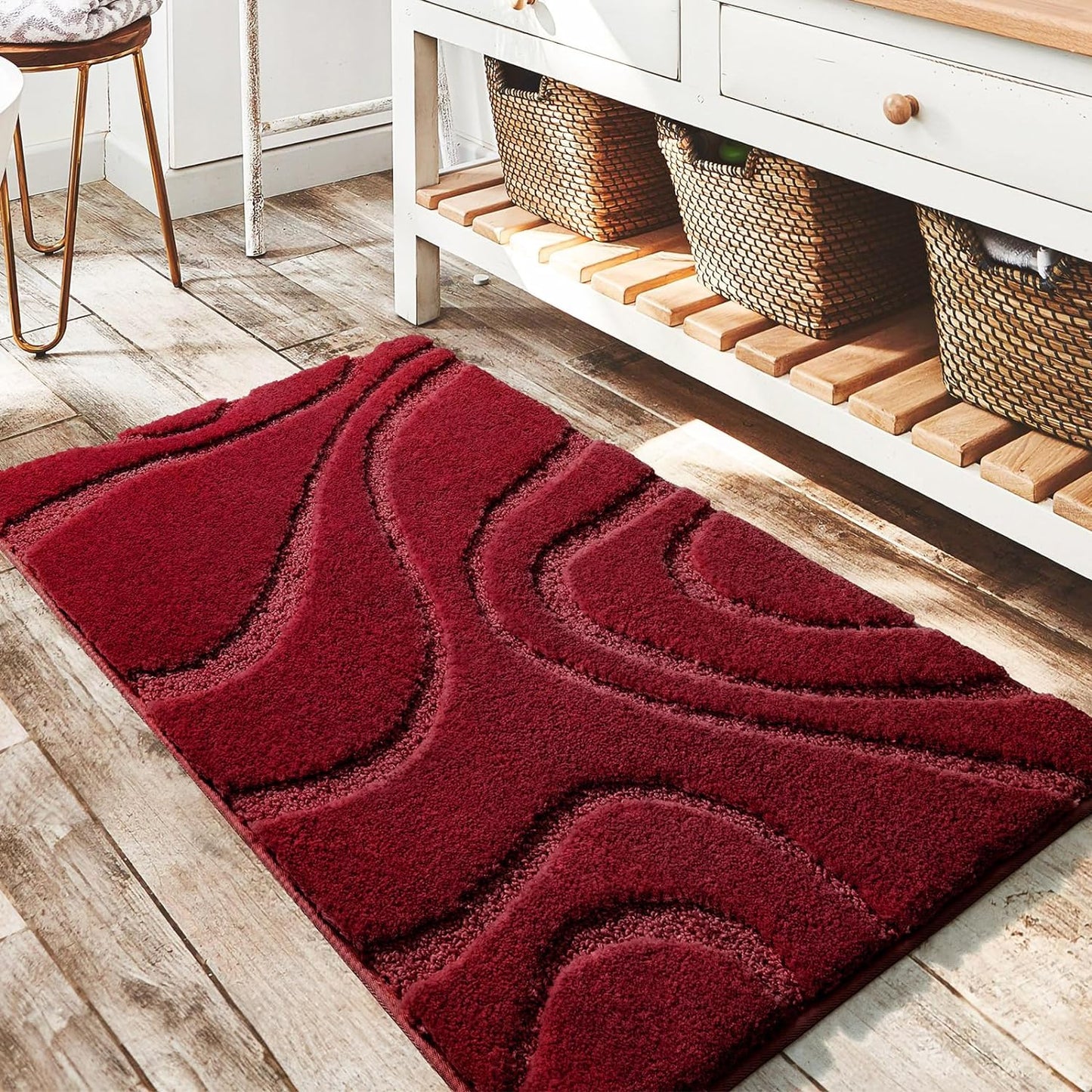 Soft Plush Shaggy Microfiber Bath Rug Non Slip Mat for Home