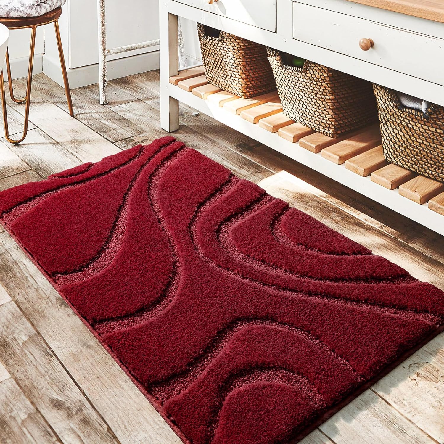 Soft Plush Shaggy Microfiber Bath Rug Non Slip Mat for Home