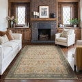 Vintage Area Rug 5x7 - Boho Low Pile Non-Slip Washable Rug