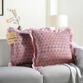 CPC Poppy Pink Ruffle Throw Pillow Covers 18x18 in - Soft Boho Accent