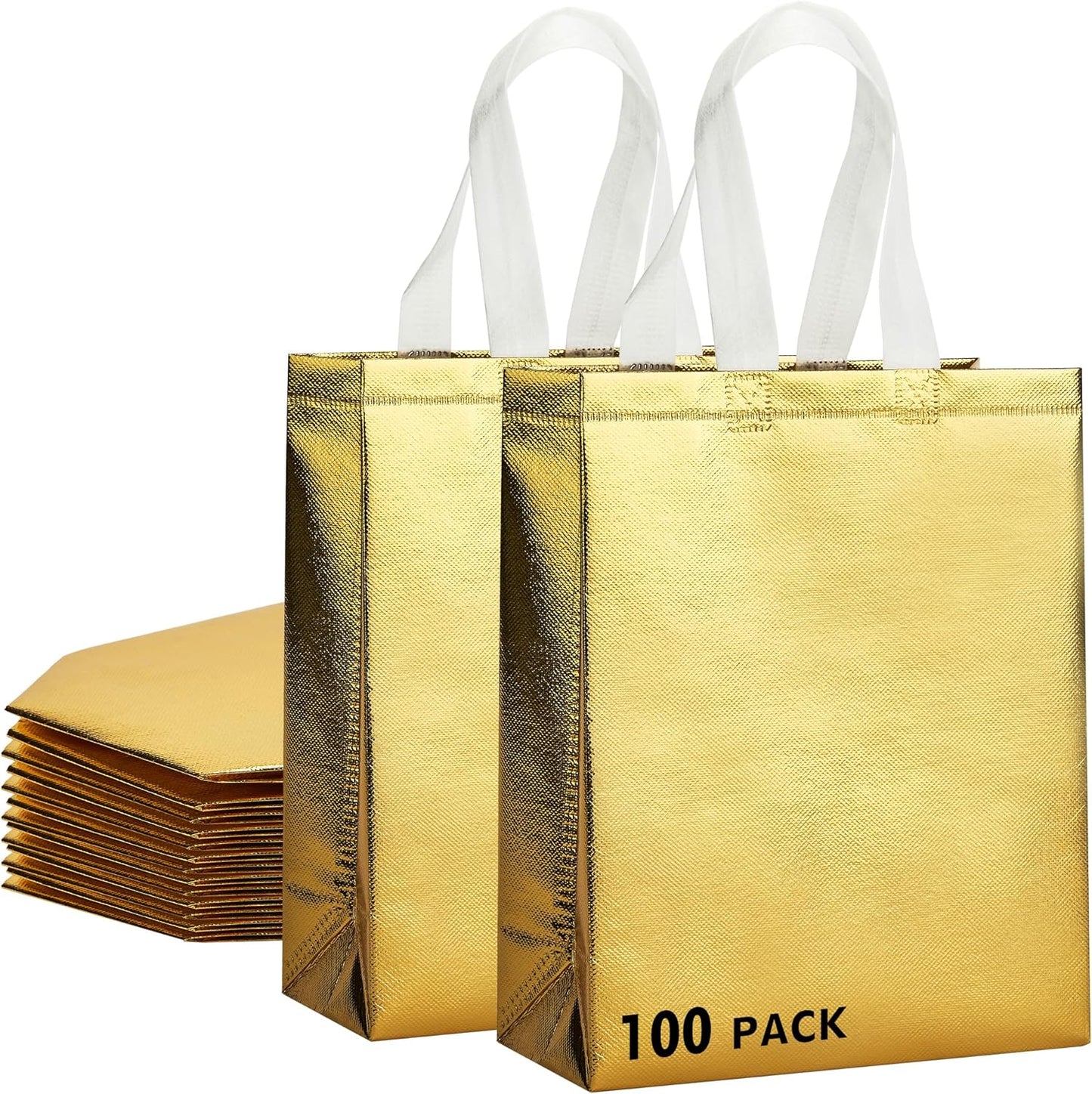 RACETOP 100 Pcs Gold Reusable Gift Bags for Every Occasion